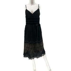 Loft Ann Taylor Black Pleated Cocktail Dress Size 4
